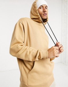Худи бежевого цвета с черными затягивающимися шнурками ASOS DESIGN-Бежевый