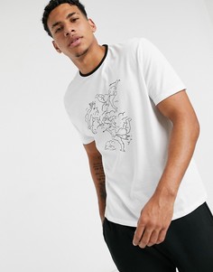 Свободная футболка из органического хлопка с принтом ASOS DESIGN-Белый
