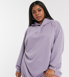 Фиолетовое платье-свитшот мини с капюшоном ASOS DESIGN Curve-Фиолетовый