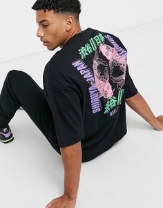 Футболка oversized из органического хлопка с принтом ASOS DESIGN-Черный