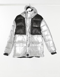 Дутая oversized-куртка серебристого цвета из технической ткани Sixth June-Серебряный