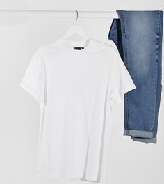 Белая футболка с круглым вырезом и отворотами на рукавах ASOS DESIGN Tall-Белый