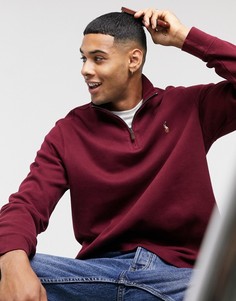 Бордовый джемпер с короткой молнией и логотипом Polo Ralph Lauren-Красный