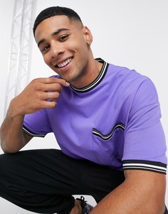 Фиолетовая oversized-футболка из пике с окантовкой и карманом ASOS DESIGN-Фиолетовый