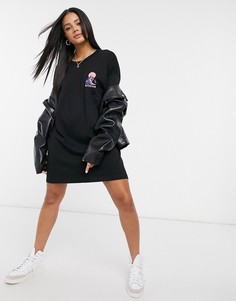 Черное платье-футболка в стиле oversized с принтом "Kyoto" ASOS DESIGN-Черный
