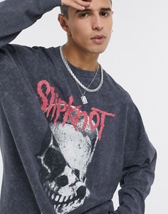 Черный oversized-лонгслив с принтом Slipknot от ASOS DESIGN-Серый