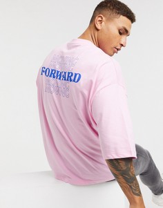 Розовая oversized-футболка с надписью на спине Moving Forward из органического хлопка ASOS DESIGN-Фиолетовый