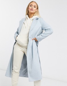 Голубое пальто с запахом и добавлением шерсти Helene Berman-Синий