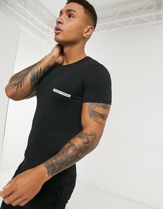 Черная футболка узкого кроя с логотипом Emporio Armani-Черный