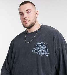 Длинная футболка oversized с принтом ASOS DESIGN Plus-Серый