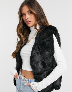 Черный короткий жилет из искусственного меха Jayley