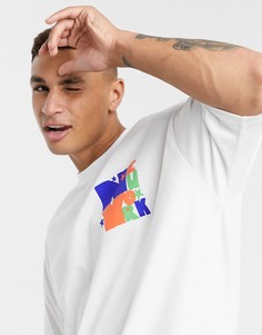 Свободная футболка с принтом на груди и спине ASOS DESIGN-Белый