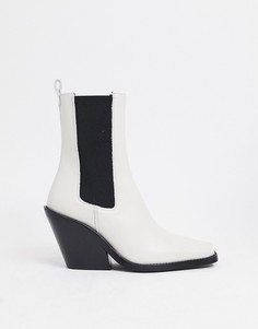 Светлые кожаные премиум-ботинки в стиле вестерн ASOS DESIGN-Белый