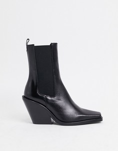 Черные ботинки в стиле вестерн из премиум-кожи ASOS DESIGN Rhea-Черный