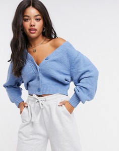 Кардиган с v-образным вырезом и объемными рукавами ASOS DESIGN-Синий