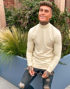 Бежевый обтягивающий свитшот с высоким воротником ASOS DESIGN