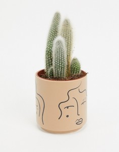 Бежевый горшок с принтом лица Monki
