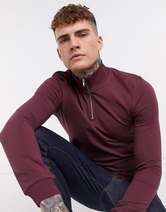 Обтягивающий свитшот насыщенного красного цвета с воротом на молнии ASOS DESIGN-Красный