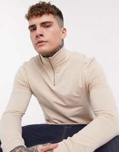 Бежевый свитшот с молнией ASOS DESIGN