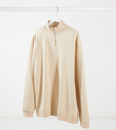 Бежевый свитшот с молнией ASOS DESIGN Plus