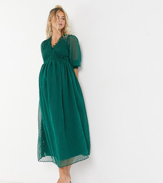Зеленое свободное платье миди ASOS DESIGN Maternity-Зеленый