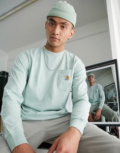 Мятный меланжевый лонгслив с карманом Carhartt WIP-Серый