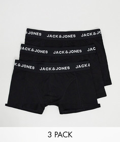 3 боксеров-брифов с логотипом на поясе Jack & Jones​​​​​​​-Черный