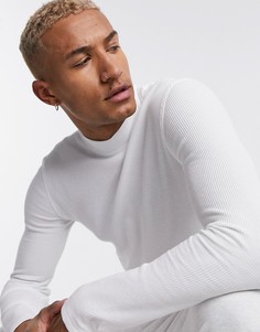 Джемпер из вафельного трикотажа с высоким воротником Bershka-Белый