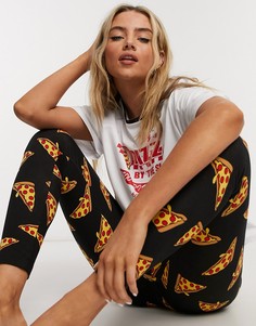 Черная/белая пижама с футболкой и леггинсами ASOS DESIGN-Мульти