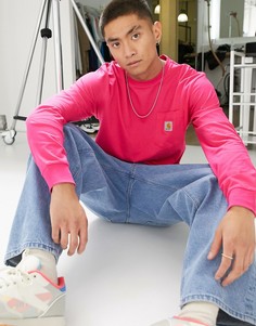 Рубиново-розовый лонгслив с карманом Carhartt WIP
