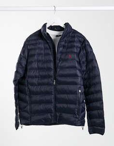 Темно-синий пуховик из переработанного нейлона с логотипом Polo Ralph Lauren