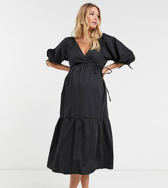 Черное свободное платье миди ASOS DESIGN Maternity-Черный