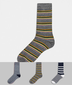 Набор из 3 пар носков с полосками Selected Homme-Черный
