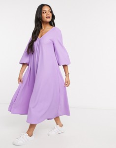 Фиолетовое свободное платье миди ASOS DESIGN-Фиолетовый