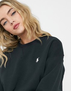 Черный свитшот от комплекта с круглым вырезом и логотипом Polo Ralph Lauren