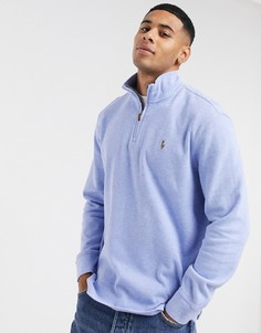 Синий джемпер с короткой молнией и логотипом Polo Ralph Lauren