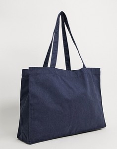 Синяя парусиновая сумка-тоут ASOS DESIGN-Темно-синий