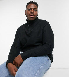Черный флисовый свитшот на молнии ASOS DESIGN Plus