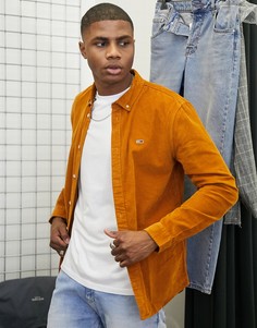 Вельветовая рубашка карамельного цвета с логотипом Tommy Jeans-Светло-коричневый