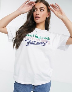 Белая футболка с принтом "dont look back" ASOS DESIGN-Белый