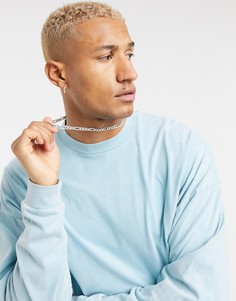 Голубой oversized-лонгслив с эффектом кислотной стирки ASOS DESIGN-Синий