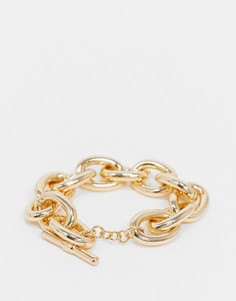Золотистый браслет с крупными звеньями Pieces-Золотой