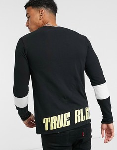 Строгий джемпер с круглым вырезом и длинными рукавами True Religion-Черный