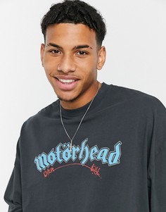 Черная oversized-футболка с эффектом кислотной стирки и принтом "Motorhead" ASOS DESIGN-Черный