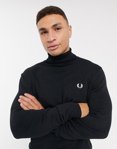 Черный джемпер с высоким воротником с отворотом Fred Perry