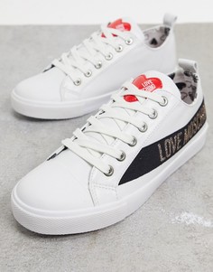 Белые кроссовки на шнуровке Love Moschino-Белый