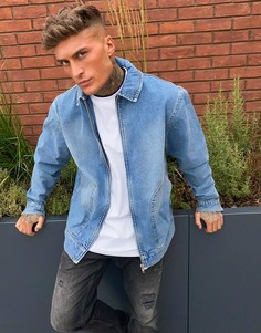 Синяя джинсовая oversized-куртка Харрингтон ASOS DESIGN-Синий