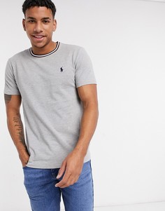 Серая футболка из пике с отделкой Polo Ralph Lauren-Серый