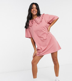 Чайное платье мини в стиле oversized розового цвета ASOS DESIGN Petite-Розовый