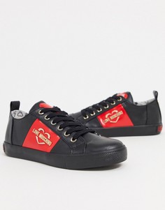 Черные кроссовки с полосками по бокам Love Moschino-Черный